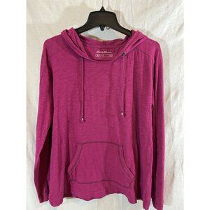 Eddie Bauer Women’s Large Magenta Lightweight Long Sleeve Cotton Hoodie